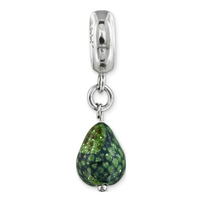 Sterling Silver Green Glitter Glass Dangle Bead – view 5