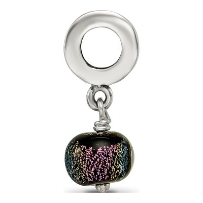 Sterling Silver Purple Dichroic Glass Dangle Bead – view 4