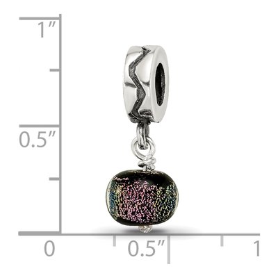 Sterling Silver Purple Dichroic Glass Dangle Bead – view 6