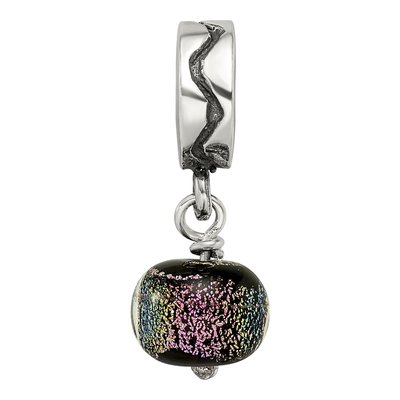 Sterling Silver Purple Dichroic Glass Dangle Bead – view 7