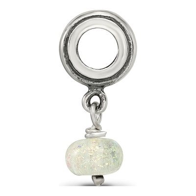 Sterling Silver Dichroic Glass Dangle Bead – view 4