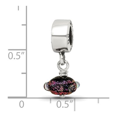 Sterling Silver Purple Dichroic Glass Dangle Bead – view 6