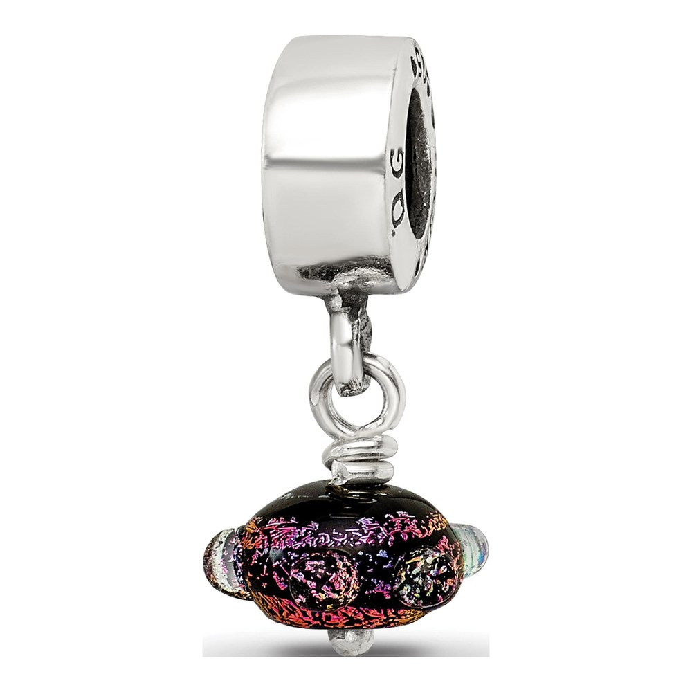 Sterling Silver Purple Dichroic Glass Dangle Bead