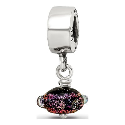 Sterling Silver Purple Dichroic Glass Dangle Bead