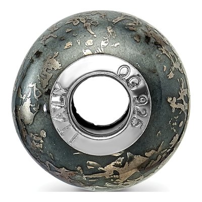 Sterling Silver Reflections Grey Ceramic Bead, Italy – view 4
