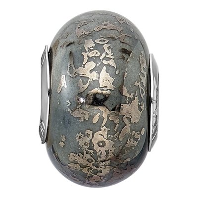 Sterling Silver Reflections Grey Ceramic Bead, Italy – view 5