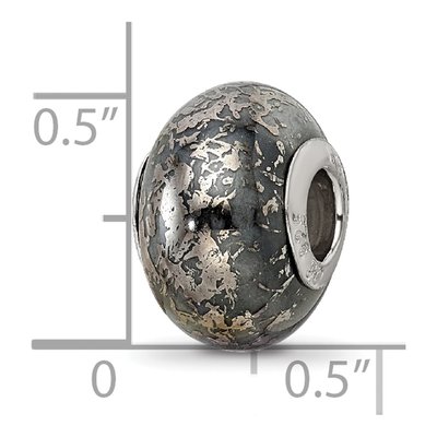Sterling Silver Reflections Grey Ceramic Bead, Italy – view 6