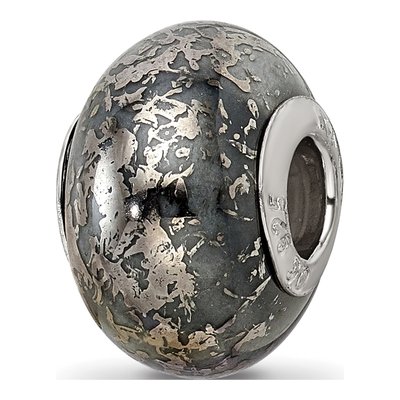 Sterling Silver Grey Ceramic Bead