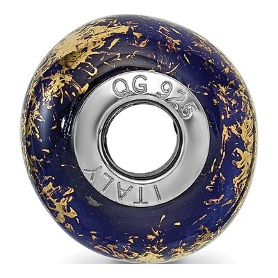 Sterling Silver Dark Blue Ceramic Bead – view 4