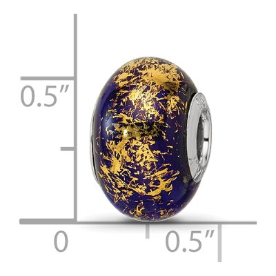 Sterling Silver Dark Blue Ceramic Bead – view 6