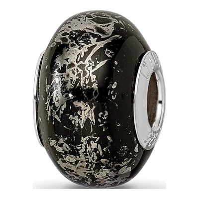 Sterling Silver Black Ceramic Bead