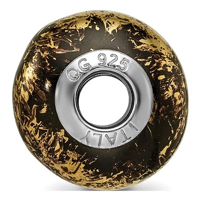 Sterling Silver Black Ceramic Foil Bead – view 4