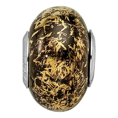 Sterling Silver Black Ceramic Foil Bead – view 5