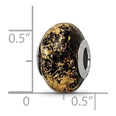 Sterling Silver Black Ceramic Foil Bead – view 6
