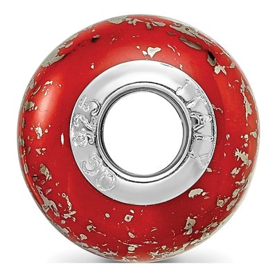 Sterling Silver Red Ceramic Bead – view 4