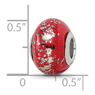 Sterling Silver Red Ceramic Bead – view 6