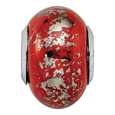 Sterling Silver Red Ceramic Bead – view 7