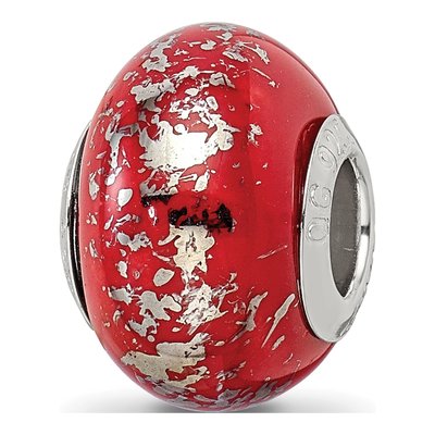 Sterling Silver Red Ceramic Bead