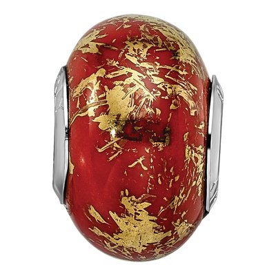 Sterling Silver Red Ceramic Bead – view 5
