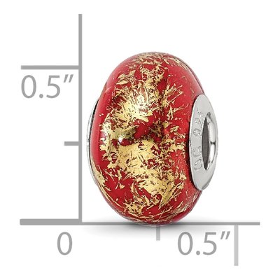 Sterling Silver Red Ceramic Bead – view 6