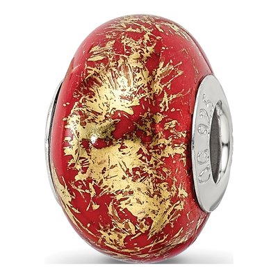 Sterling Silver Red Ceramic Bead