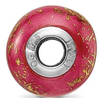 Sterling Silver Pink Ceramic Bead – view 4