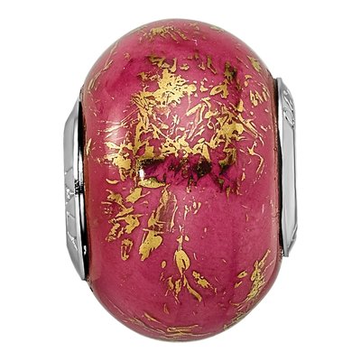 Sterling Silver Pink Ceramic Bead – view 5