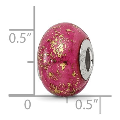 Sterling Silver Pink Ceramic Bead – view 6