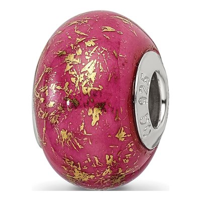 Sterling Silver Pink Ceramic Bead