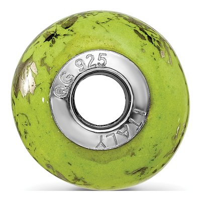 Sterling Silver Green Ceramic Bead – view 4