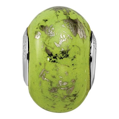 Sterling Silver Green Ceramic Bead – view 5