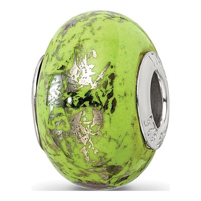 Sterling Silver Green Ceramic Bead