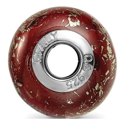 Sterling Silver Dark Red Ceramic Bead – view 4