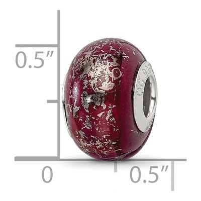 Sterling Silver Dark Red Ceramic Bead – view 6