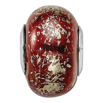 Sterling Silver Dark Red Ceramic Bead – view 7
