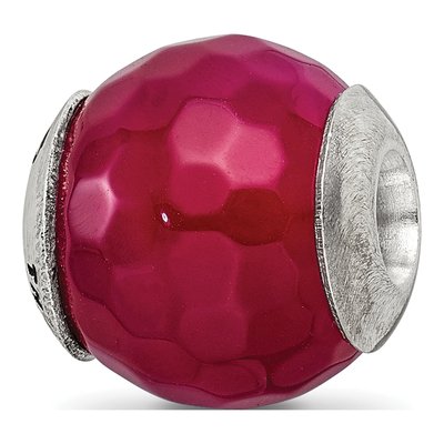 Sterling Silver Agate Fuchsia Cracked Shell Bead
