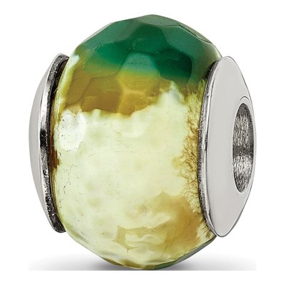 Sterling Silver Agate Cracked Shell Bead