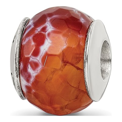 Sterling Silver Agate Cracked Shell Bead