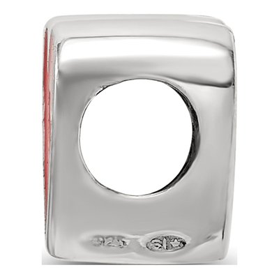 Sterling Silver Red Enamel Heart Bead – view 2
