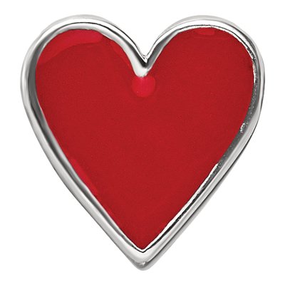 Sterling Silver Red Enamel Heart Bead – view 3