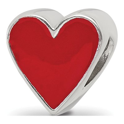 Sterling Silver Red Enamel Heart Bead – view 4