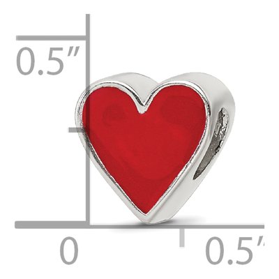 Sterling Silver Red Enamel Heart Bead – view 5