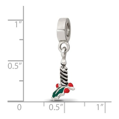 Sterling Silver Candle Holly Leaf Dangle Bead – view 3