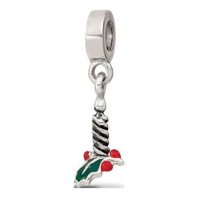 Sterling Silver Candle Holly Leaf Dangle Bead