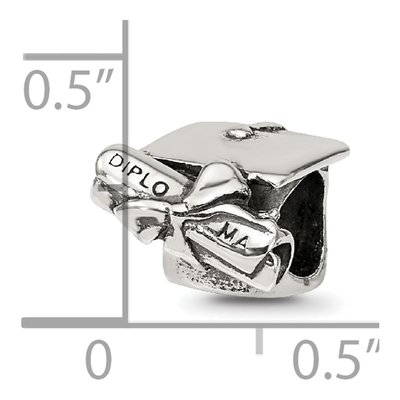 Sterling Silver Graduation Cap Diploma Bead – view 7