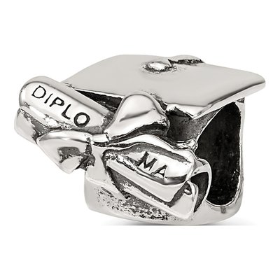 Sterling Silver Graduation Cap Diploma Bead