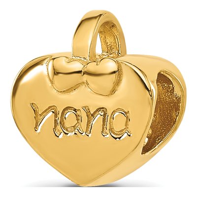 Gold-Plated Sterling Silver Heart Nana Bead