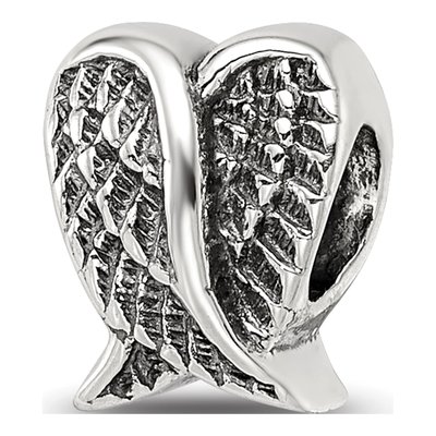 Sterling Silver Heart Wings Bead