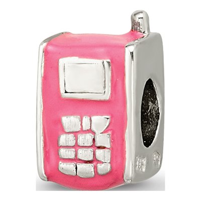 Sterling Silver Pink Cell Phone Bead