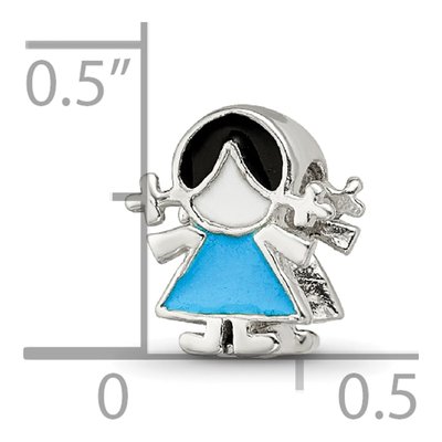 Sterling Silver Enameled Blue Dress Girl Bead – view 4